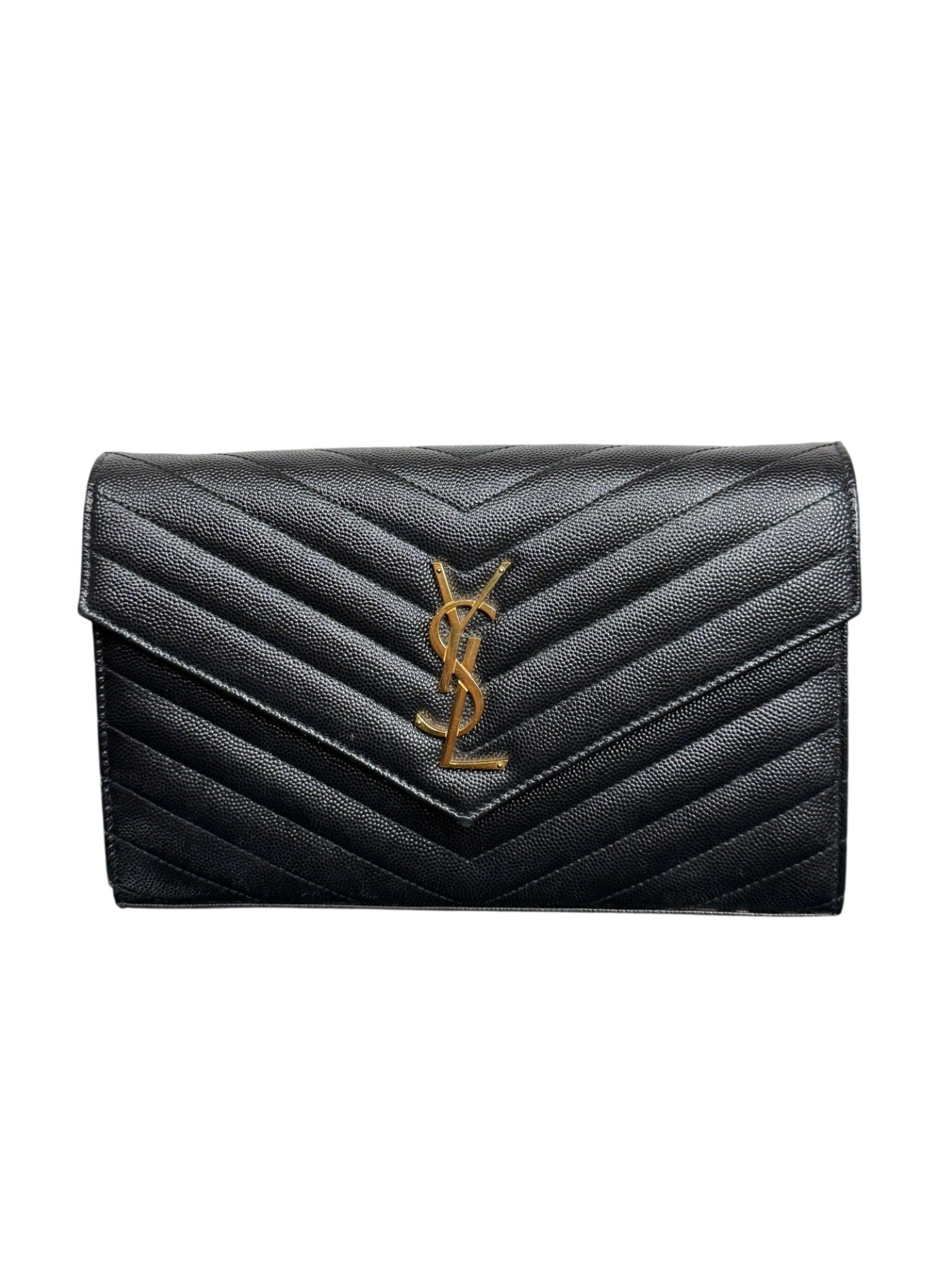 Saint Laurent Matelassé Chevron Wallet on Chain