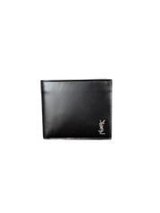 Saint Laurent Tiny Cassandre Black Leather Bifold Wallet