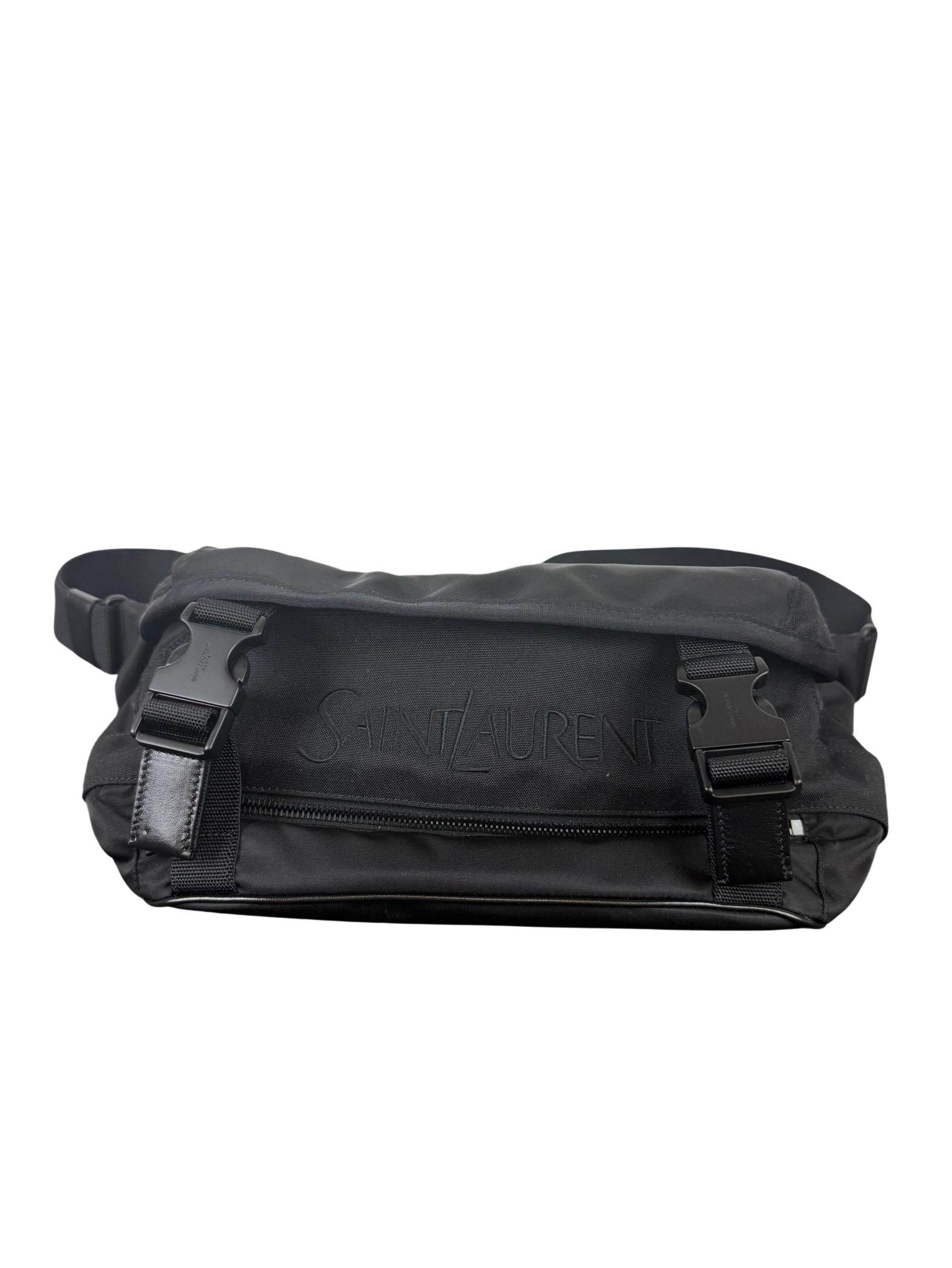 Saint Laurent Logo Embroidery Nylon Crossbody Bag