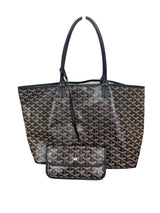 Goyard Saint Louis PM Tote Bag in Black and Brown Goyardine Canvas