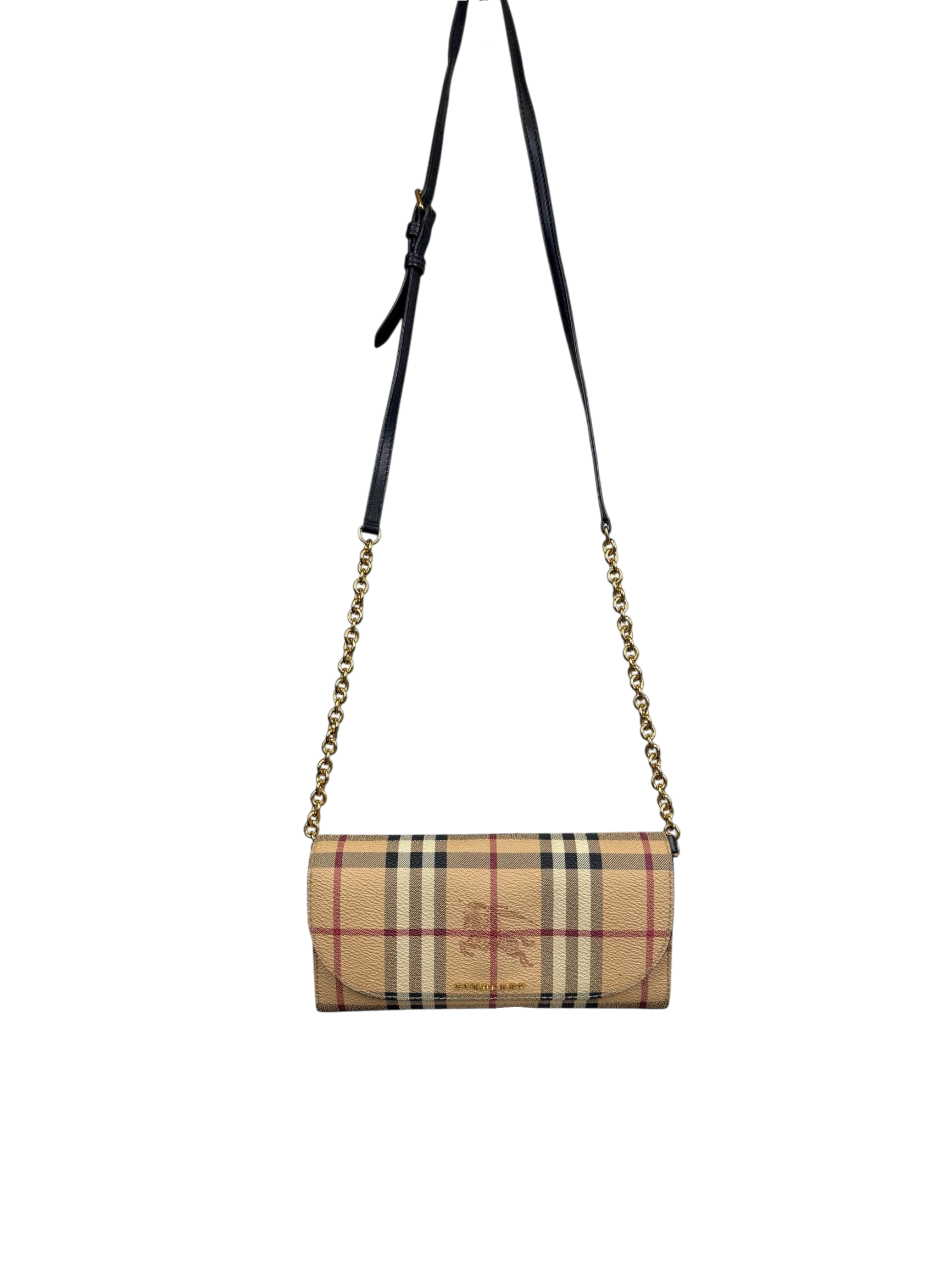 Burberry Henley Haymarket Check Canvas Wallet On Chain Bag