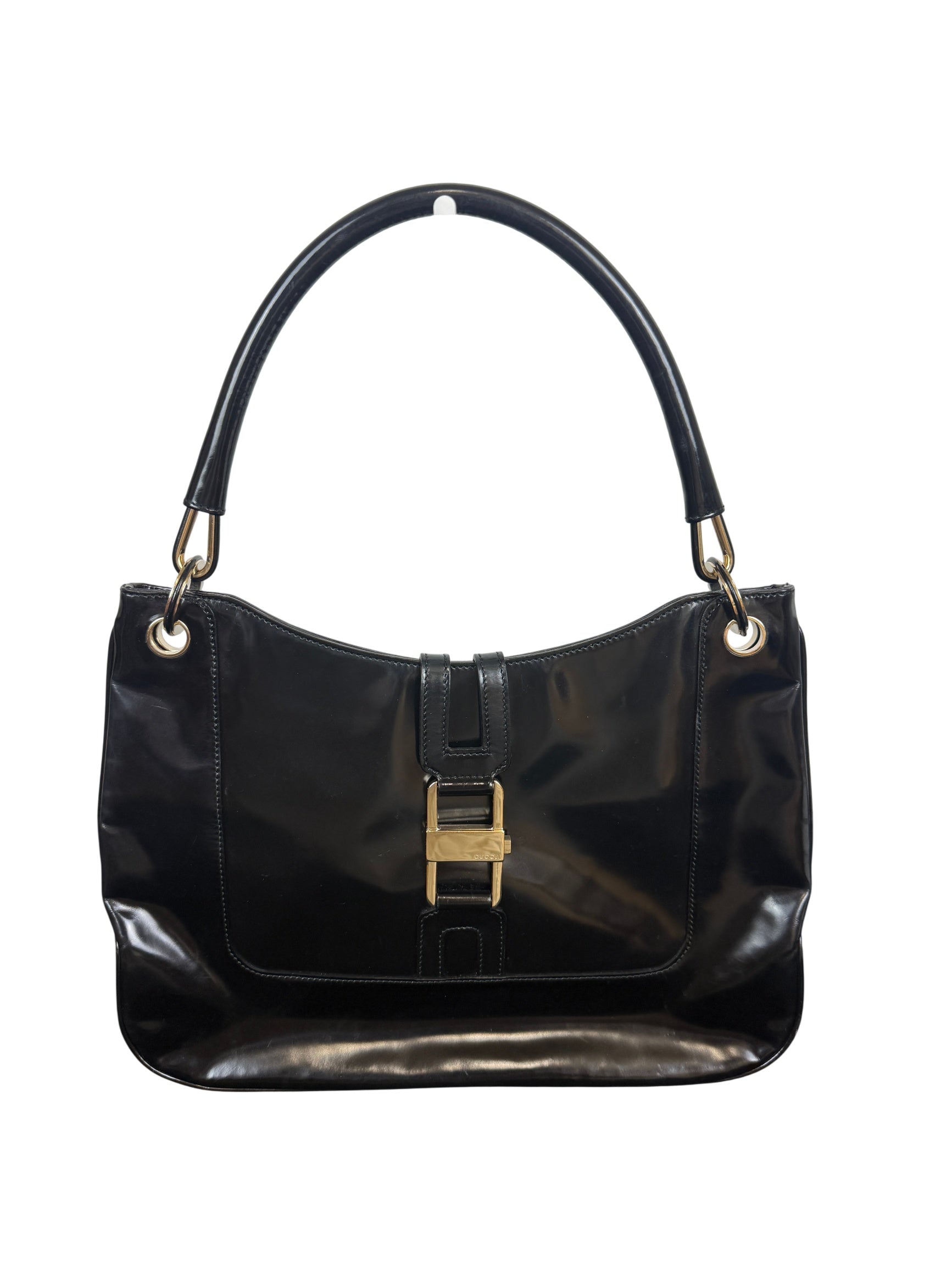 Gucci Vintage Black Patent Leather Shoulder Bag