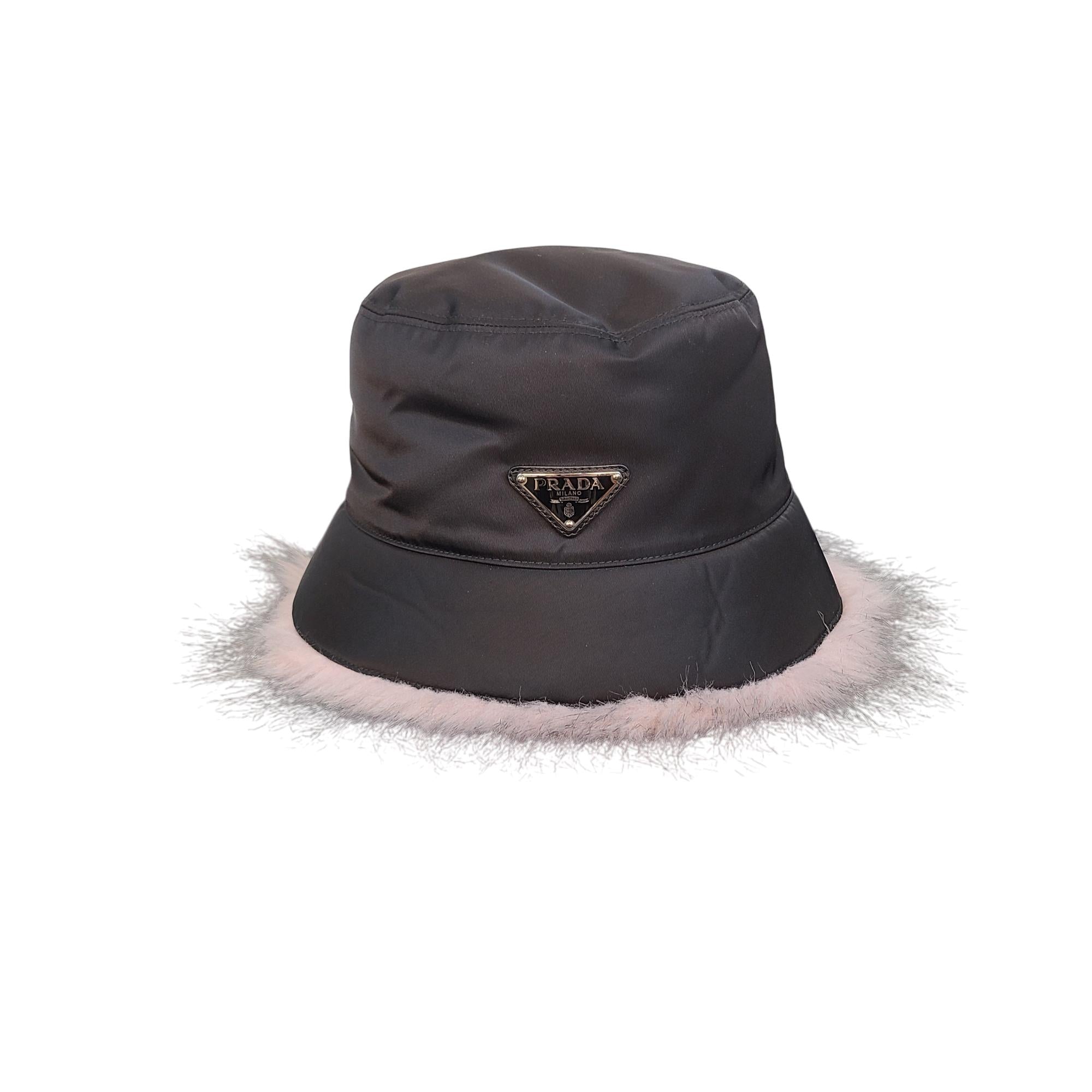 Prada Re-Nylon Faux Fur Bucket Hat