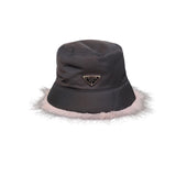 Prada Re-Nylon Faux Fur Bucket Hat