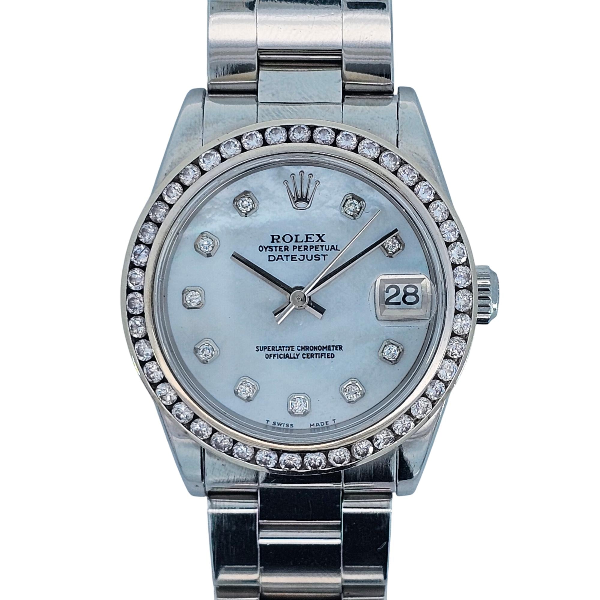Rolex Oyster Perpetual Datejust 31mm 2000 SS Pearl Diamond Dial & Diamond Bezel 78240