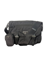Prada Black Re-Nylon and Saffiano Leather Shoulder Messenger Bag