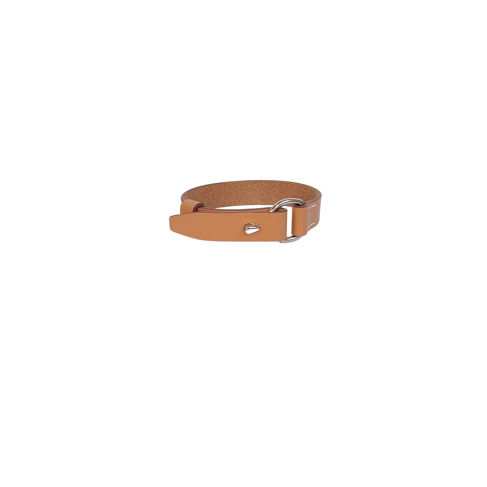 Hermès Nigel Leather Bracelet in Brown with Silver Hardware