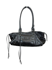 Balenciaga Le City East-West Black Leather Shoulder Bag