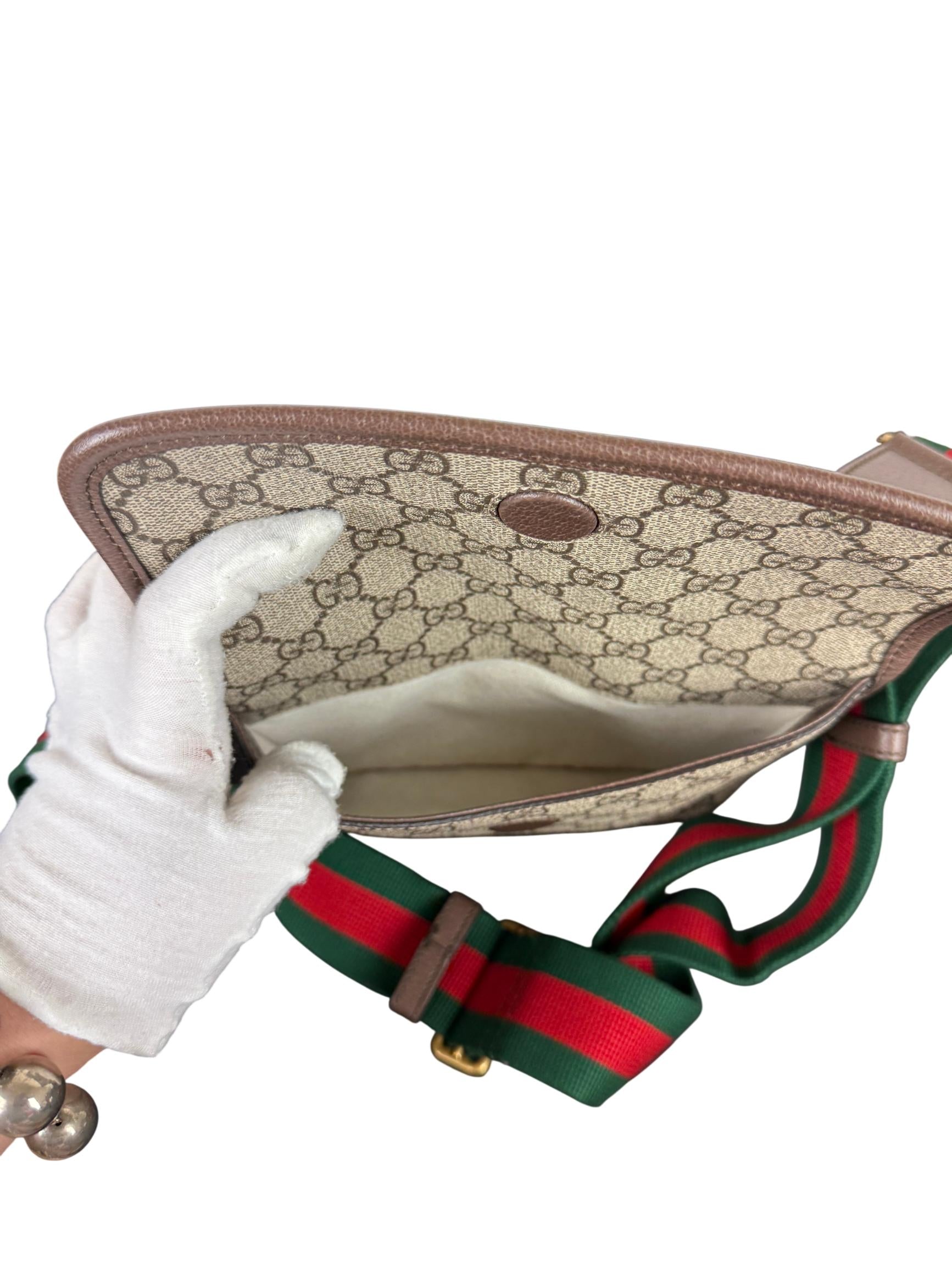 Gucci GG Supreme Monogram Web Small Neo Vintage Double Flap Bag