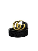 Gucci GG Marmont Thin Belt in Black Leather