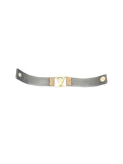 Louis Vuitton Slim Monogram Brown Bracelet with Metal LV Buckle