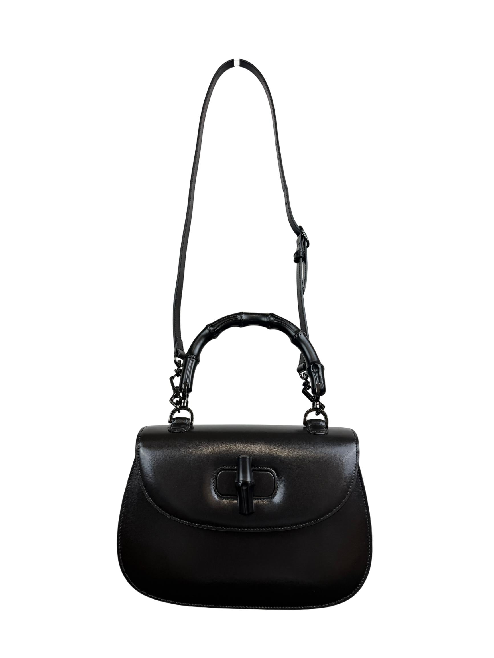 Gucci Bamboo 1947 Black Leather Handbag