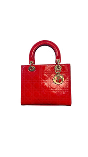 Dior Lady Dior Patent Leather Handbag