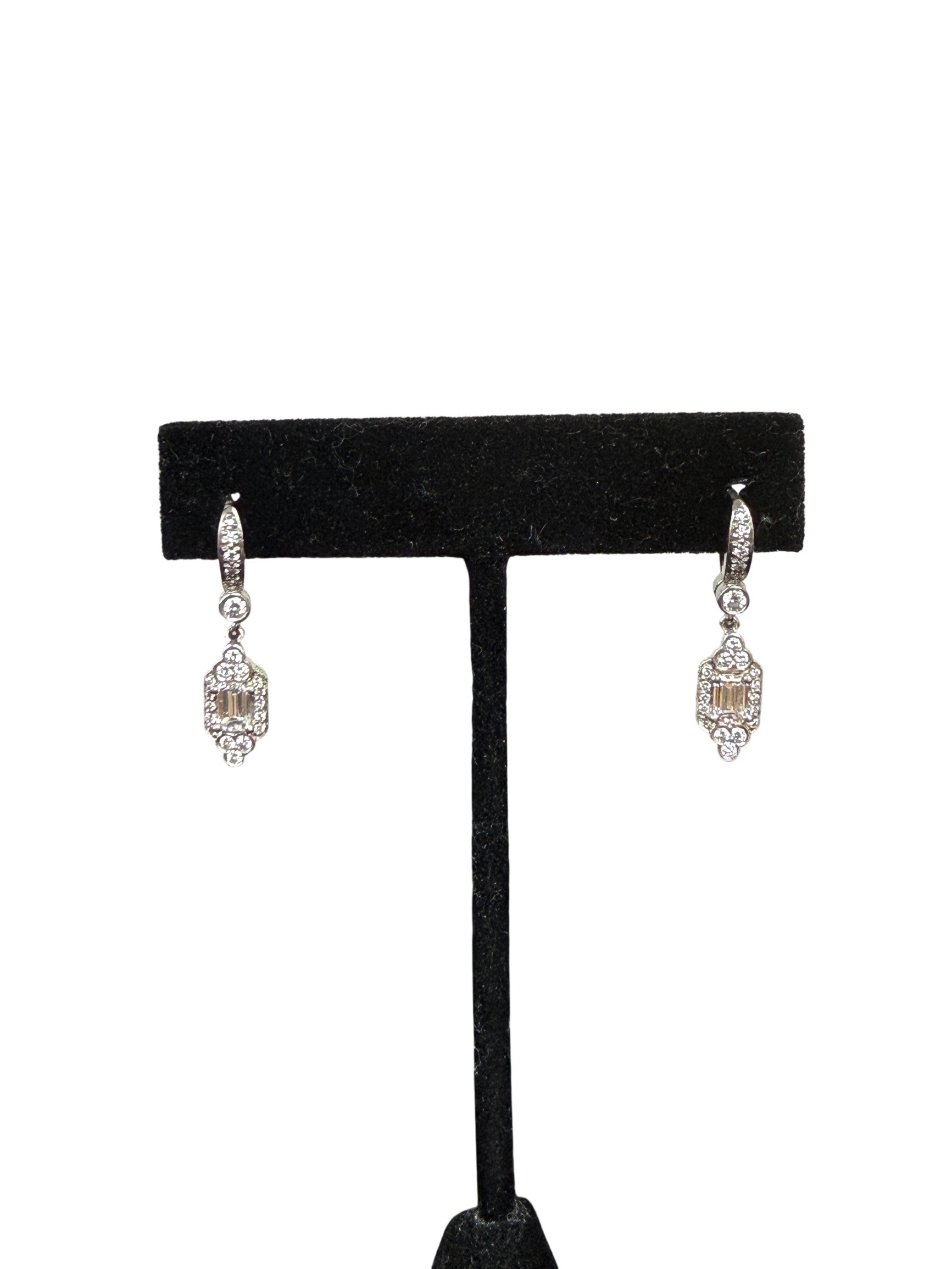 Platinum 1.64CTW C. Krapell PT950 Diamond Dangle Earrings