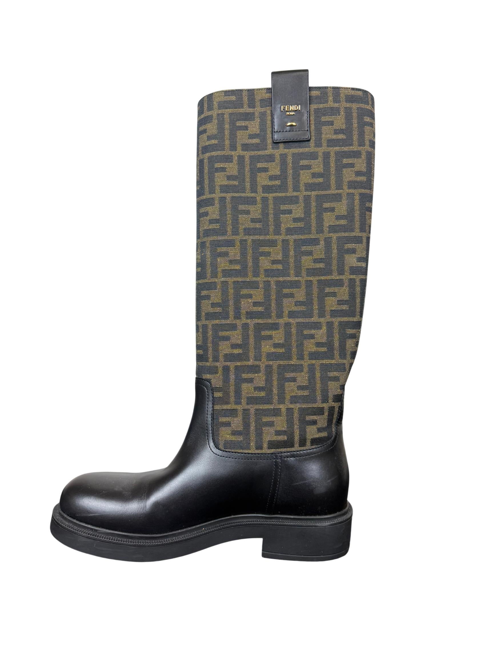 Fendi Filo Monogram Jacquard Knee-High Boots