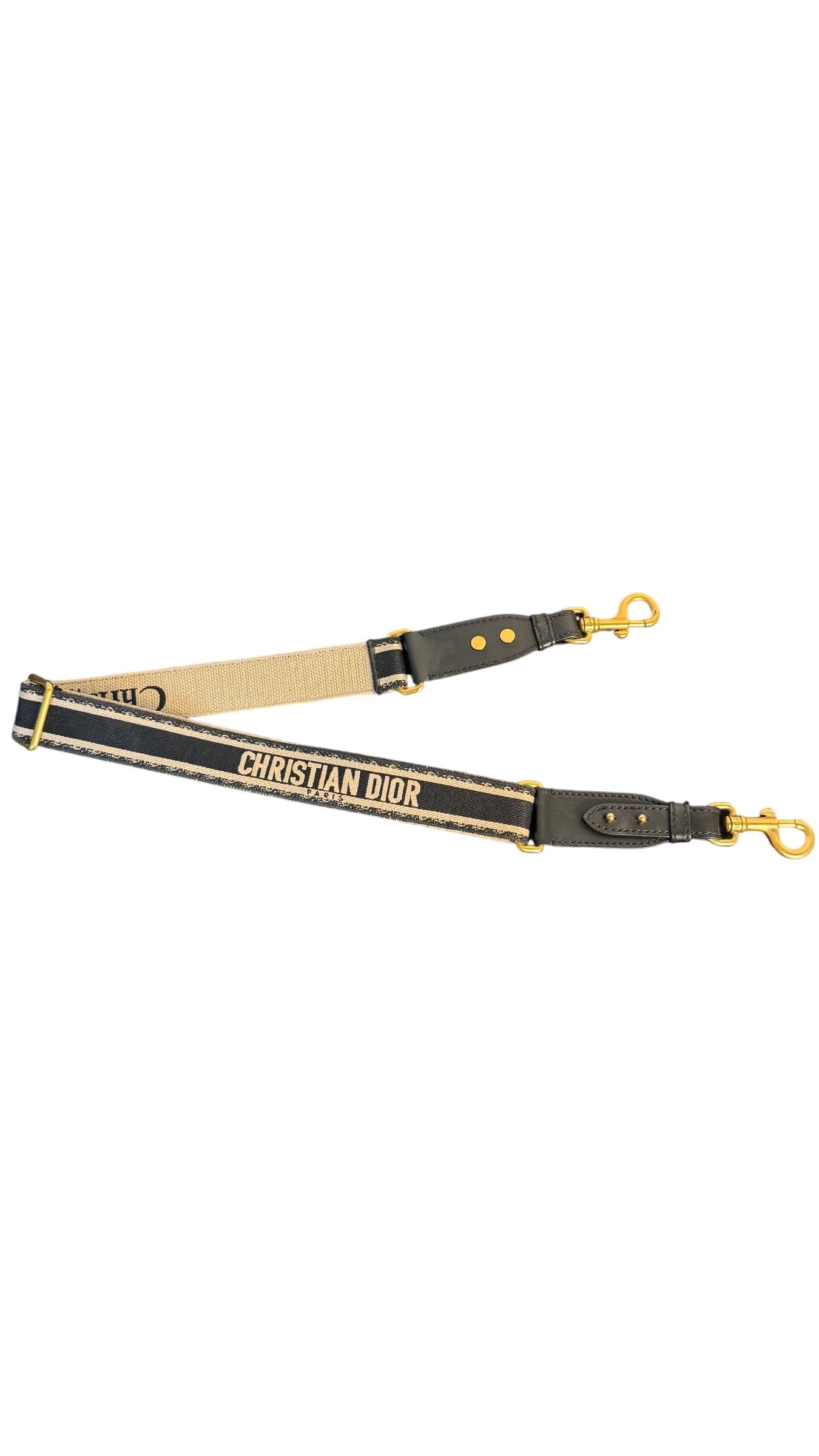 Christian Dior Canvas and Leather Adjustable Bag Strap with Gold Hardware