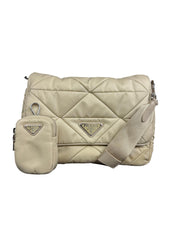 Prada Desert Beige Padded Re-Nylon Flap Shoulder Bag