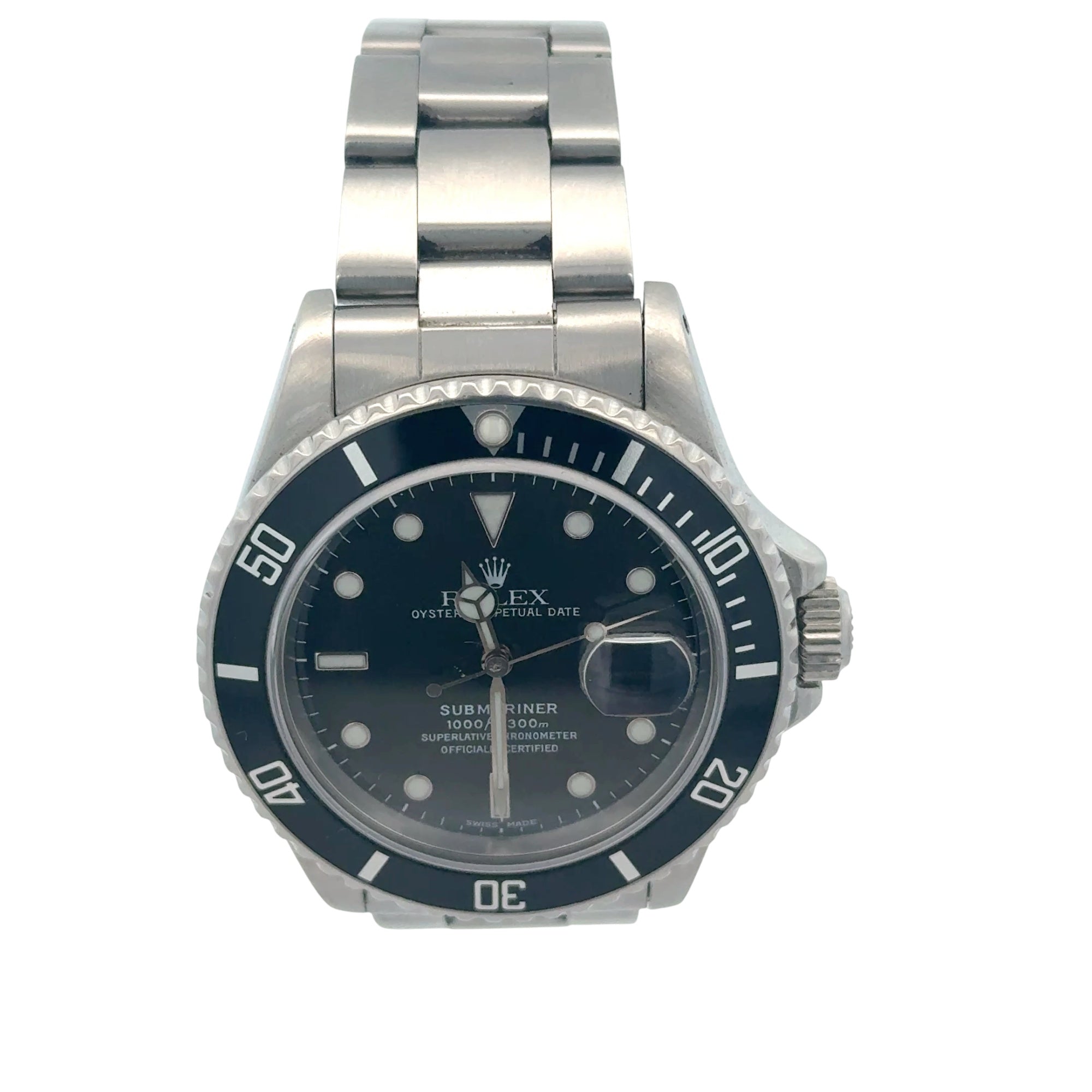 Rolex Submariner Date Dial Automatic Watch Stainless Steel Black Dial 16610