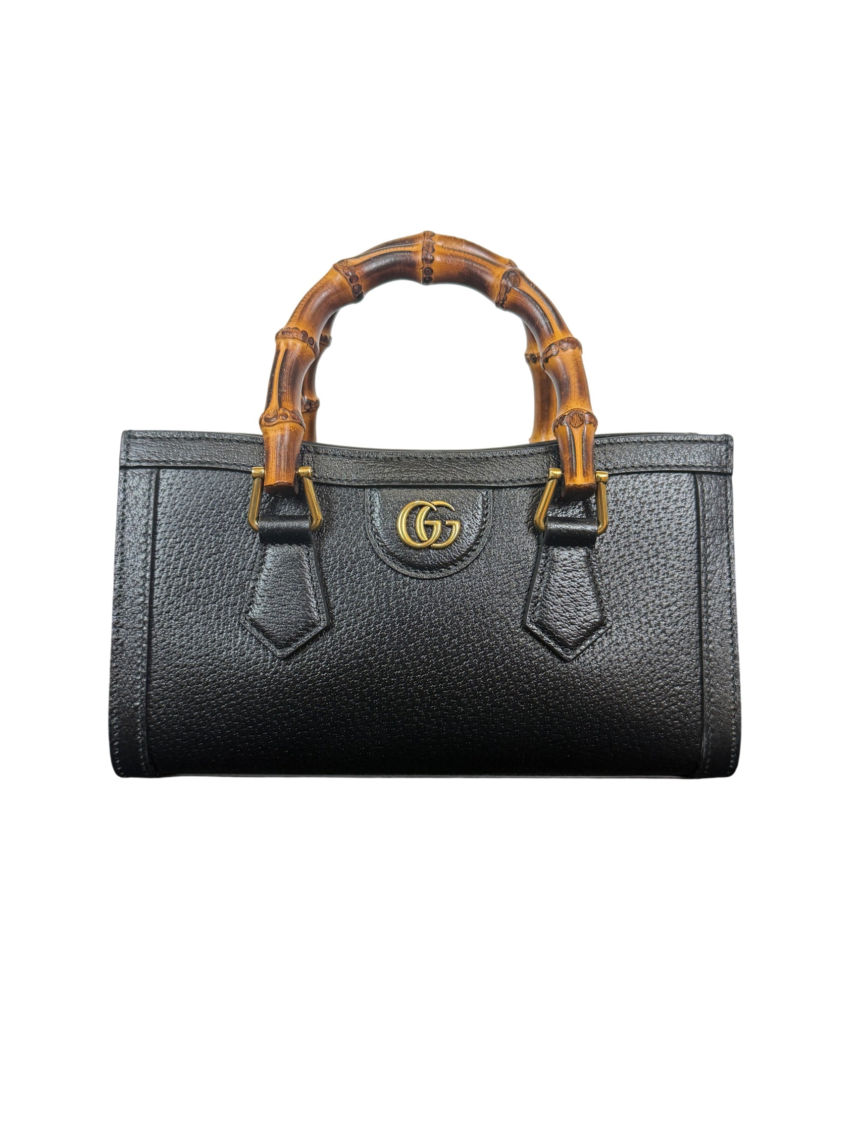 Gucci Diana East West Black Leather and Bamboo Handle Tote Bag