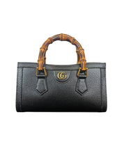 Gucci Diana East West Black Leather and Bamboo Handle Tote Bag