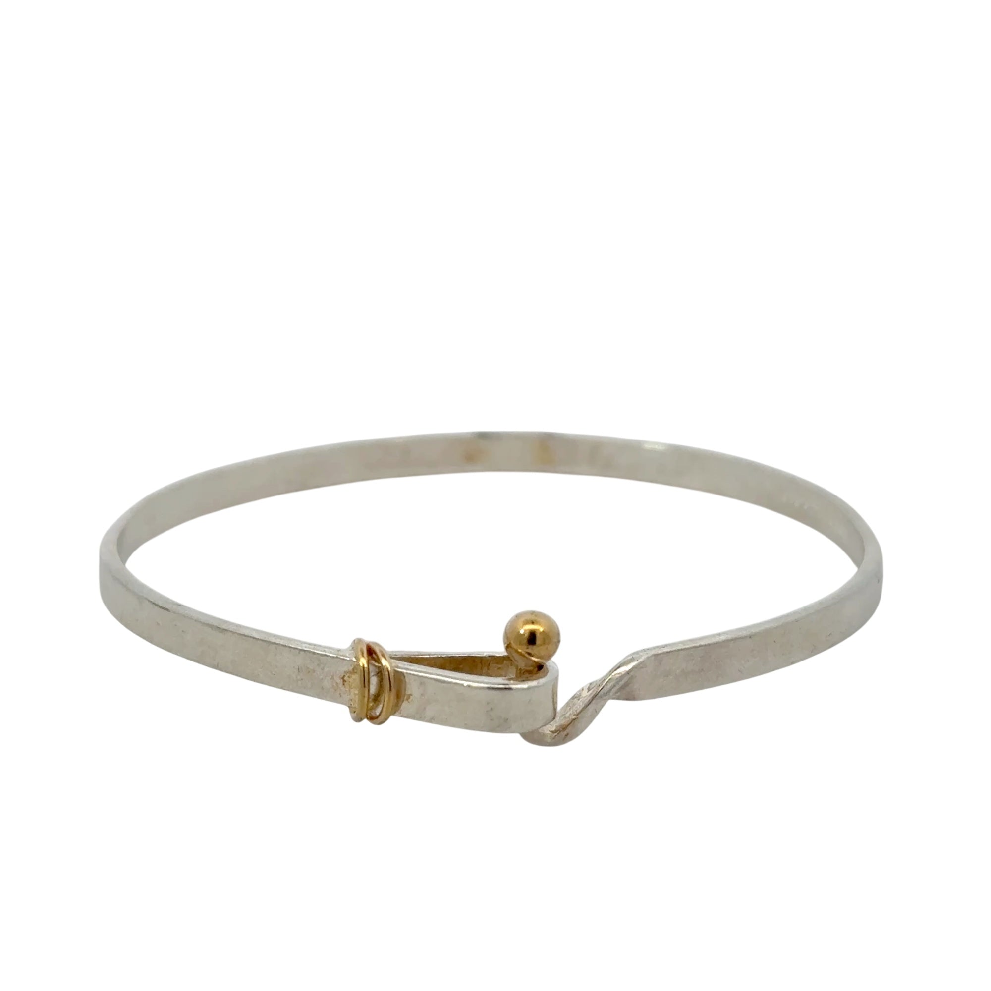 Sterling Silver and 18k Yellow Gold Hook and Eye Bangle Bracelet Tiffany & Co. 925, 18k