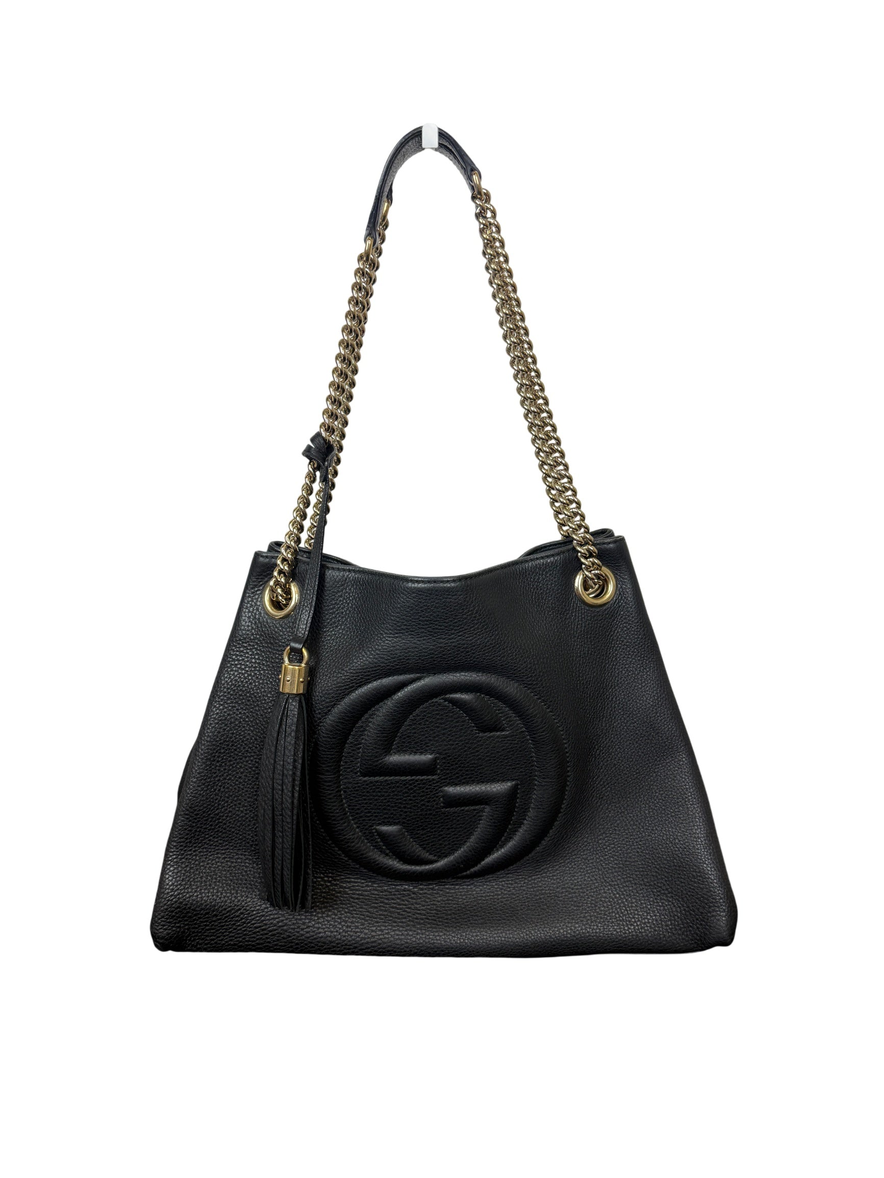 Gucci Soho Black Pebbled Calfskin Medium Chain Shoulder Bag