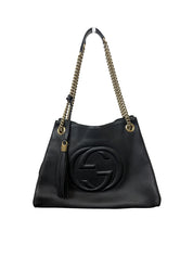 Gucci Soho Black Pebbled Calfskin Medium Chain Shoulder Bag
