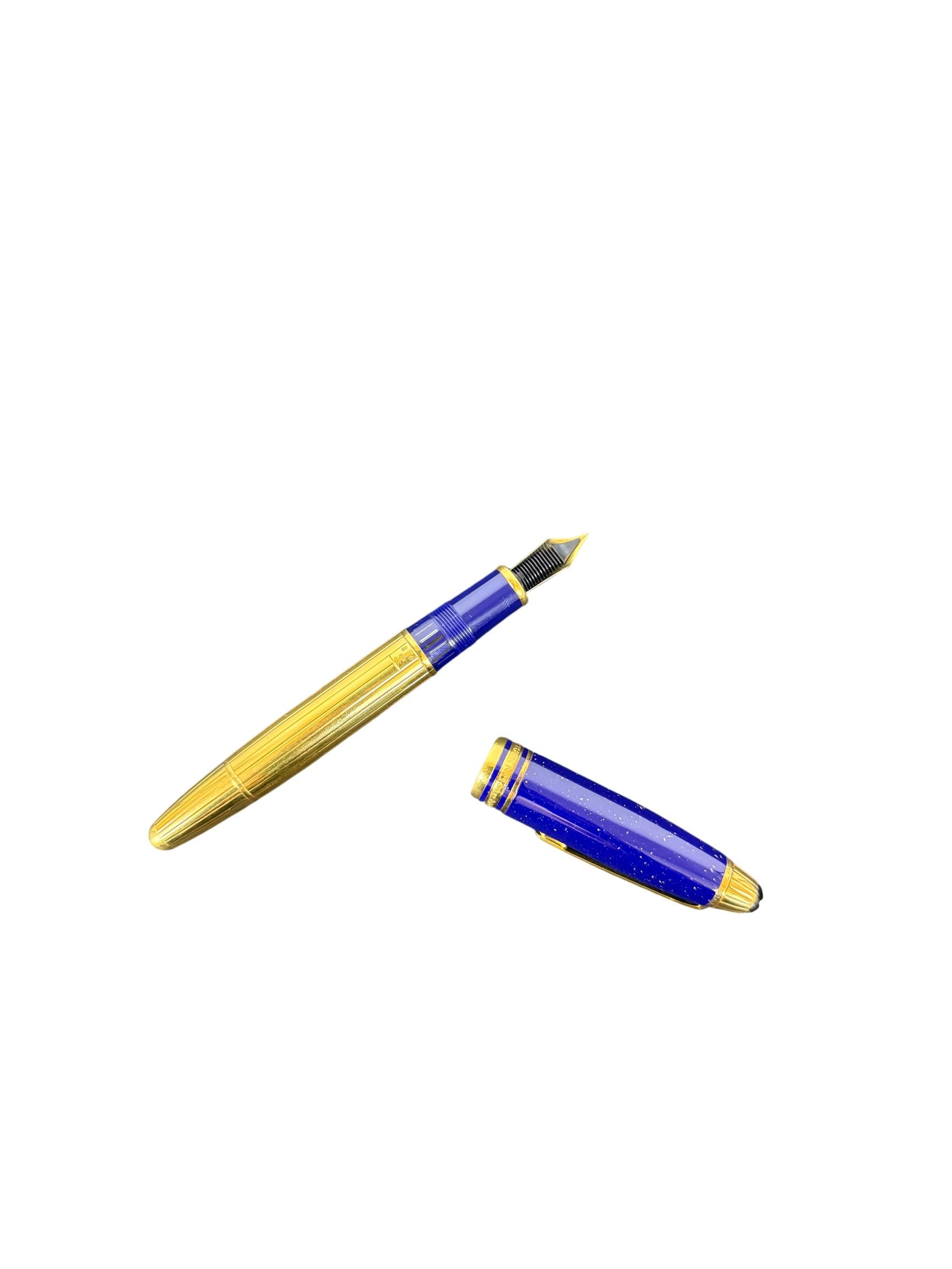 Mont Blanc Meisterstück Solitaire Ramses II Lapis Lazuli Vermeil Fountain Pen