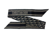 Christian Dior Oblique Mitzah Navy Blue Silk Twill Scarf