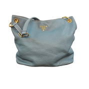 Prada Vitello Daino Hobo Bag Blue Leather Gold Hardware