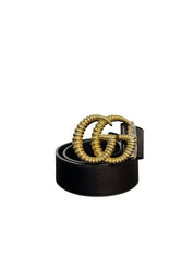 Gucci GG Marmont Torchon Black Leather Belt