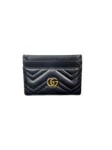 Gucci GG Marmont Black Matelassé Leather Card Case Holder