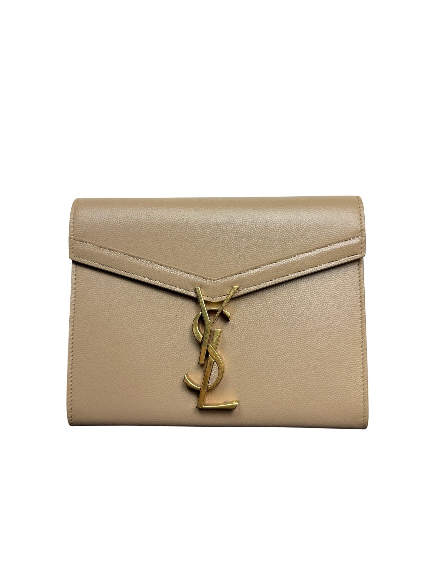 Saint Laurent Cassandra Grain de Poudre Beige Shoulder Bag