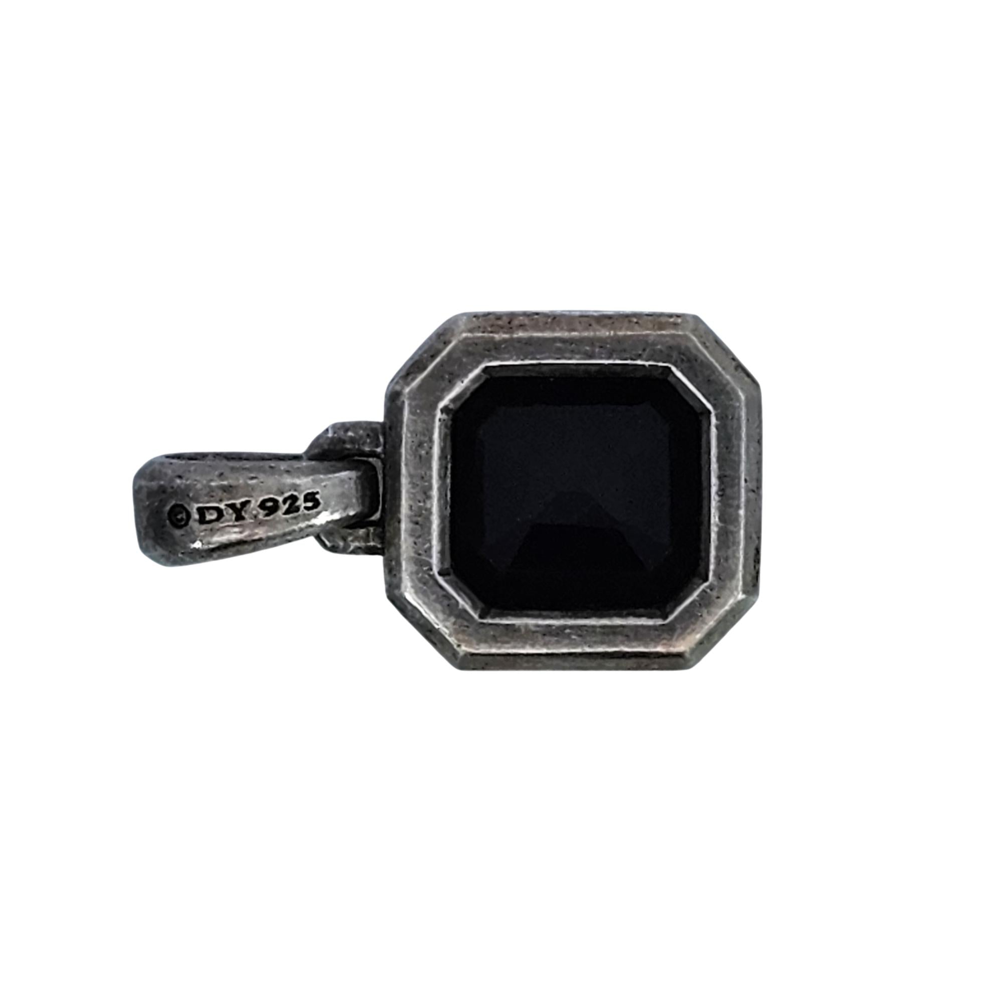 David Yurman Sterling Silver 925 Black Onyx Octagonal Pendant