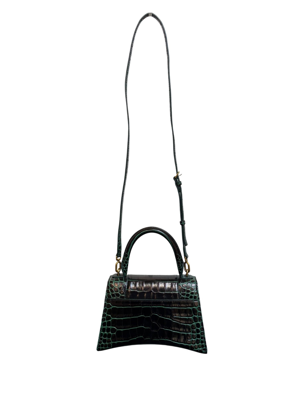 Balenciaga Crocodile Embossed Green Leather Handbag
