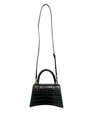 Balenciaga Crocodile Embossed Green Leather Handbag