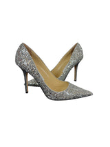 Jimmy Choo Romy Silver Glitter High Heeled Pumps