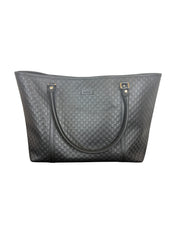 Gucci Large GG Emblem Black Leather Tote Bag