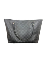 Gucci Large GG Emblem Black Leather Tote Bag