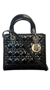 Dior Lady Dior Cannage Medium Patent Leather Handbag