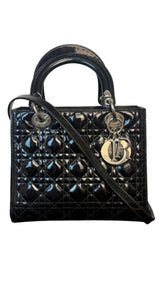 Dior Lady Dior Cannage Medium Patent Leather Handbag