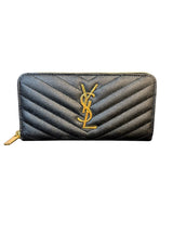 Saint Laurent Cassandre Matelassé Grain de Poudre Zip Around Wallet
