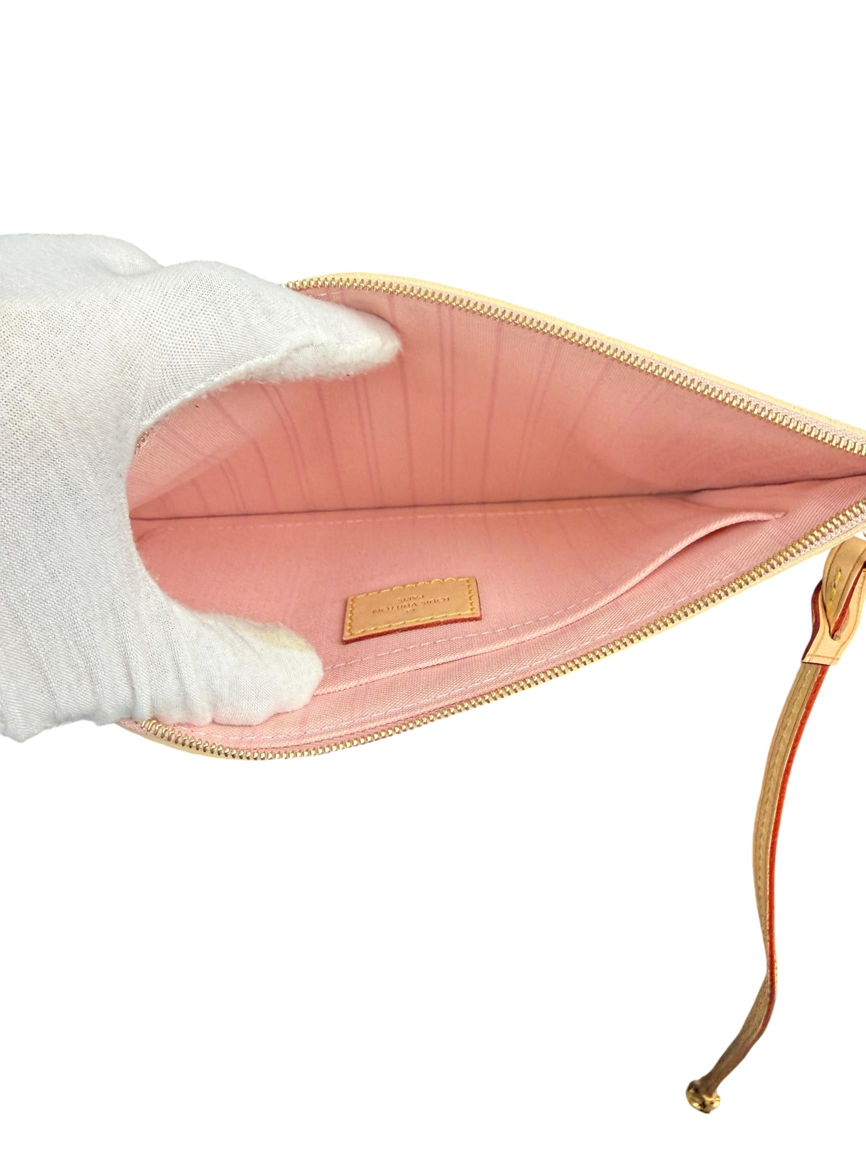 Louis Vuitton Neverfull GM Pochette Damier Azur Rose Ballerine