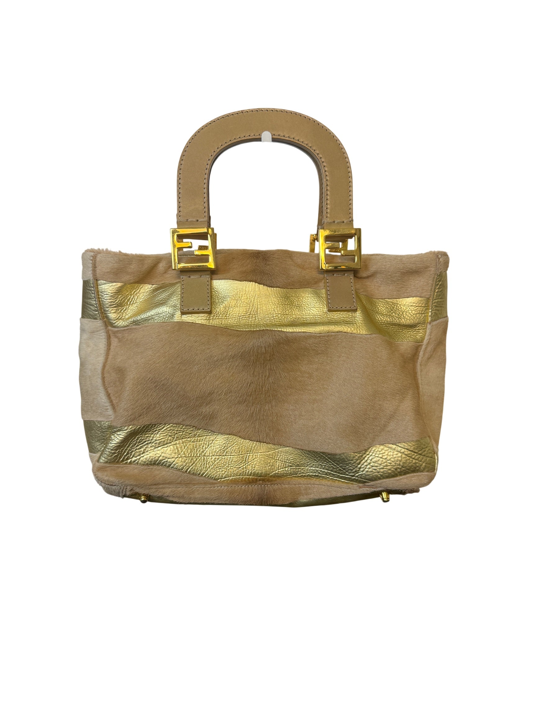 Vintage Fendi Tan Gold Ponyhair Tote