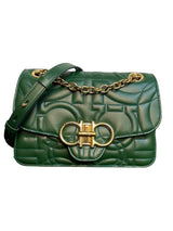 Salvatore Ferragamo Gancini Green Quilted Leather Shoulder Bag