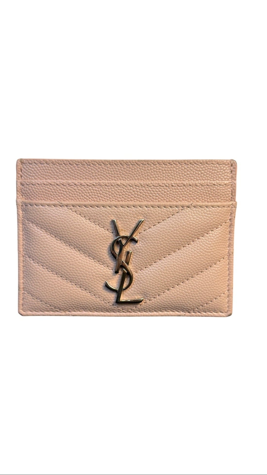 Saint Laurent Cassandre Nude Matelassé Card Holder