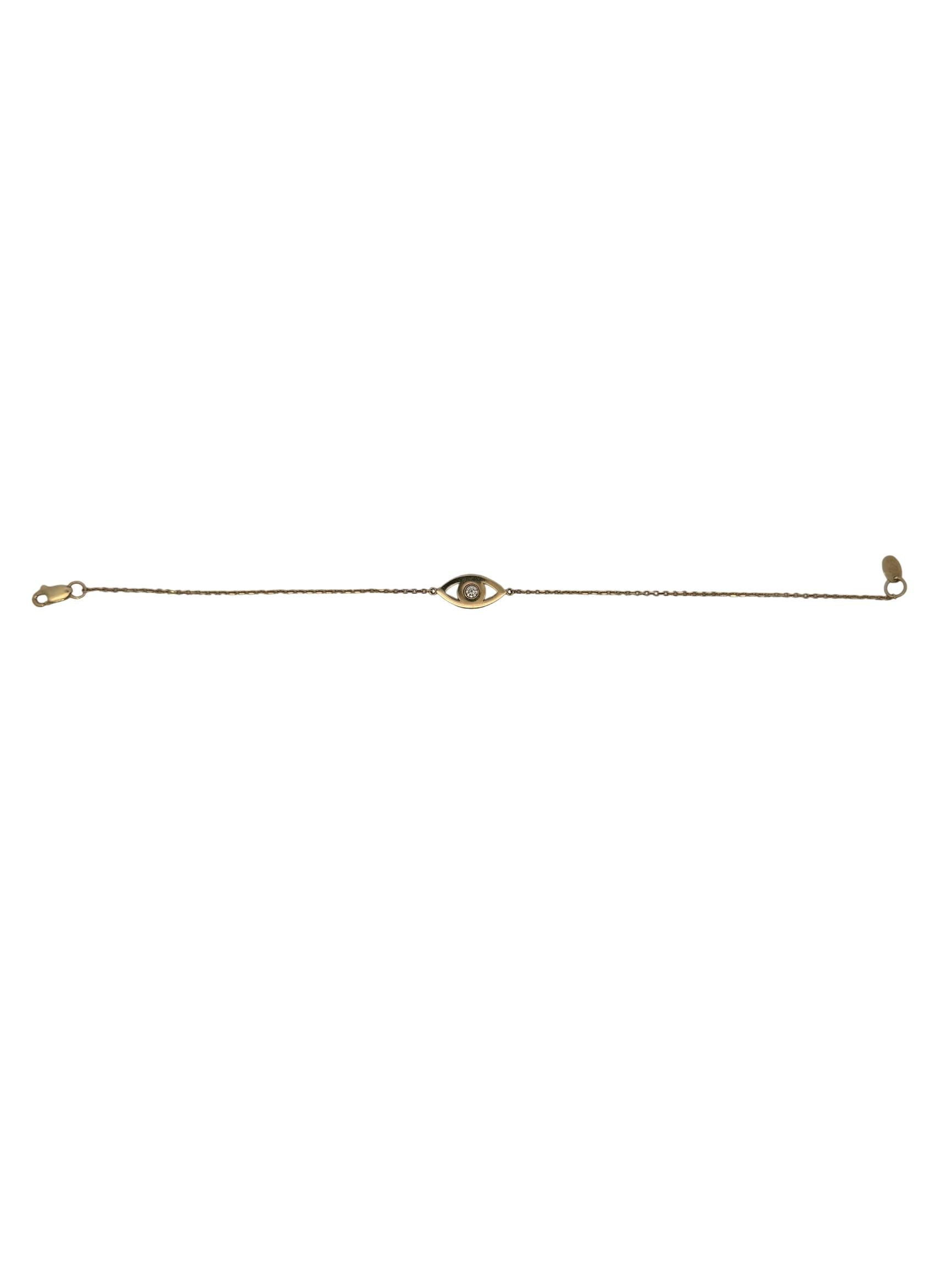 14K Yellow Gold Diamond Evil Eye Figaro Bracelet