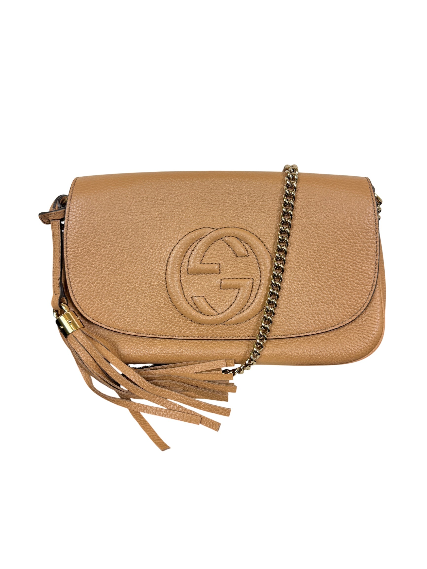 Gucci Soho Chain Flap Leather Crossbody Bag