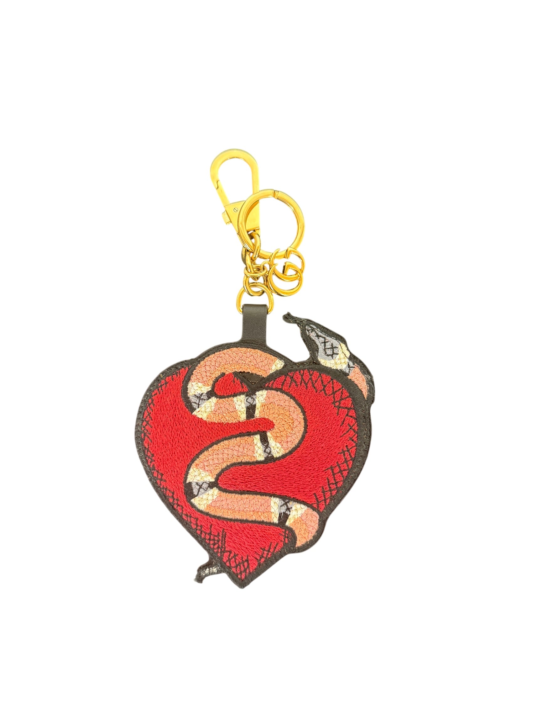 Gucci GG Supreme Leather Key Chain with Gold-Tone Hardware