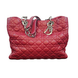 Christian Dior Lady Dior Large Cannage Quilted Lambskin Leather Tote Bag